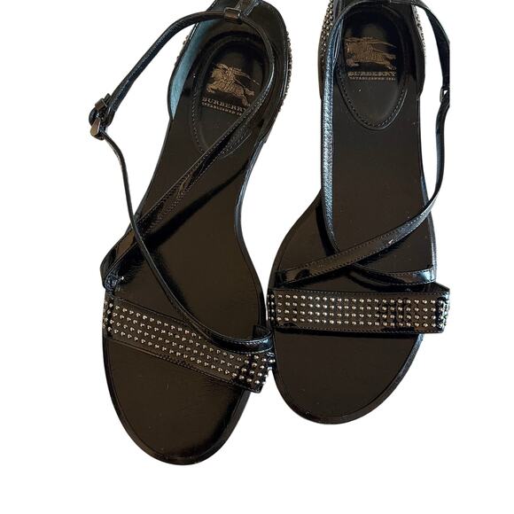 Burberry Black Patent Leather Strappy Studded Sandals - - Picture 4 of 6